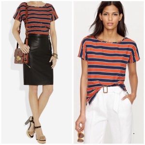J Crew Silk Gondola Striped Short Sleeve Top Size 4